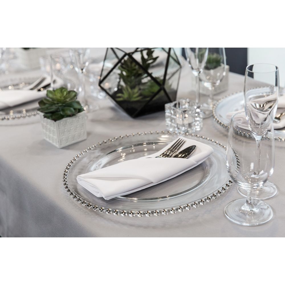 Classique Tablecloth, 132in Round, Hemmed Edge, White